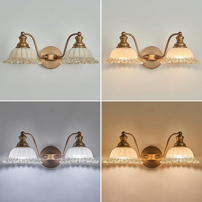 XIEDUN Vintage Vanity Light Brushed Brass 2 Light Vanity Lights for Bathroom Vanity Light Fixtures