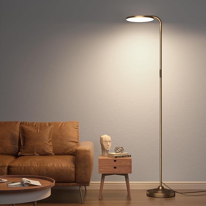 SIBRILLE 36W LED Floor Lamp, Super Bright Standing Lamp, Modern Stepless Dimmable Torchiere Tall Lamp with Remote Control, 350°Rotating Head Reading Floor Lamp for Living Room, Bedroom, Office