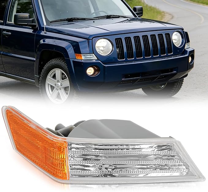 Nilight Front Turn Signals Light Clear Amber Lens Parking Day Running Marker Lights Compatible with 2007-2017 Jeep Patriot Passenger Side