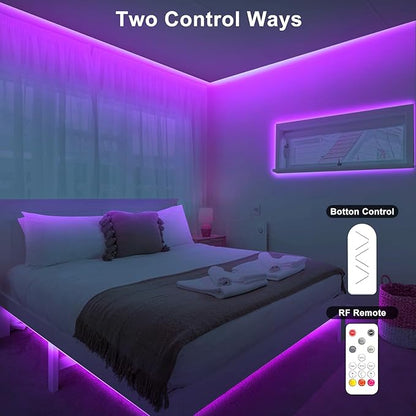 Tatazone 16.4ft Purple COB Led Strip Lights with Remote, Dimmable Bright Dotless Adhesive Indoor Led COB Light Strip for Cabinet, Painting, Room, Bed