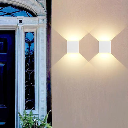 4 PCS LED 12W Outdoor Wall Lights Sconces Exterior/Interior Up and Down Lights IP65 Waterproof Modern Outdoor Lighting Fixtures Square Aluminum Exterior Wall Mount Light White 3000K Warm Lights