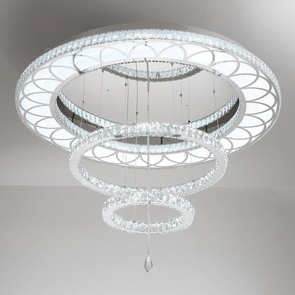 Flashing God Dia 32" Modern Crystal Chandelier Crystal Silver Ceiling Light Fixtures LED Flush Mount Ceiling Light for Living Room Bedrooms Dining Room Dimmable 2700k 4500k 6000k