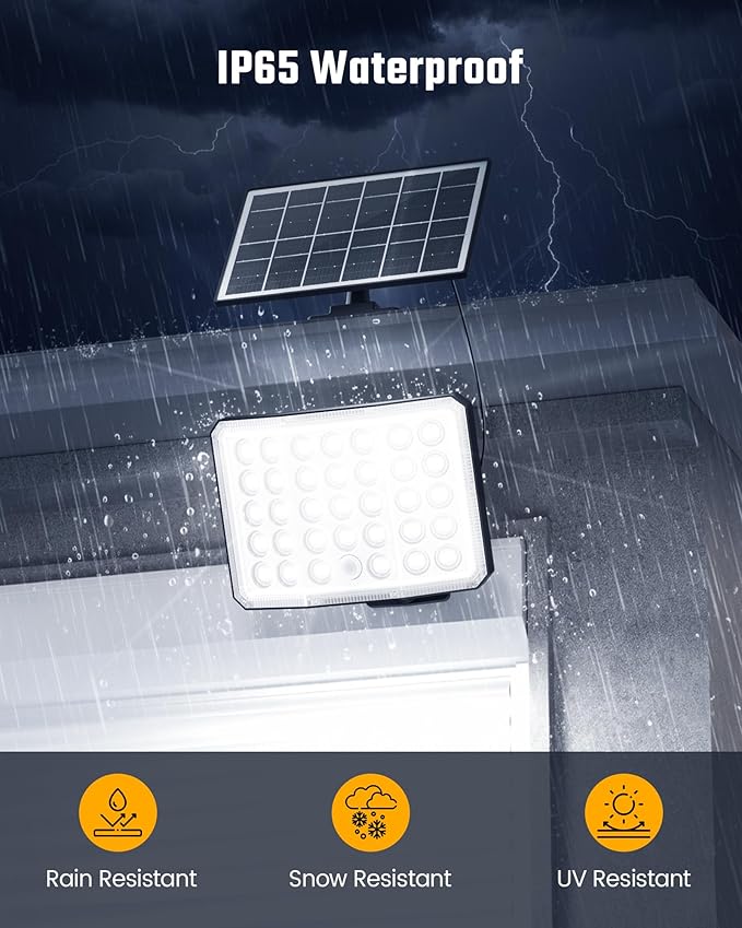 Solar Lights Outdoor Bright Solar Dusk to Dawn Light with 3000mAh Battery, IP65 Waterproof Remote Control Outdoor Light, 3 Working Modes for Garage, Porch, Patio, Shed, 1-Pack
