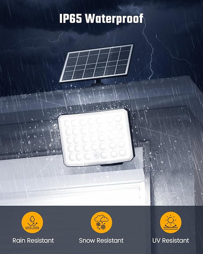 Solar Lights Outdoor Bright Solar Dusk to Dawn Light with 3000mAh Battery, IP65 Waterproof Remote Control Outdoor Light, 3 Working Modes for Garage, Porch, Patio, Shed, 1-Pack