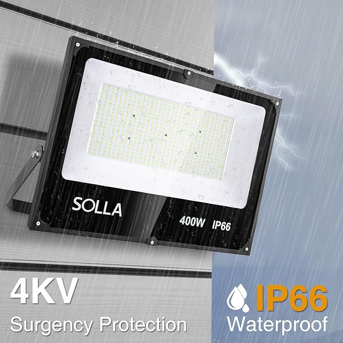 400W LED Flood Light Outdoor, 40000LM 6000K Daylight White 110-265V, 2400W Equivalent Super Bright FloodLight, IP66 Waterproof Commercial Lighting for Sports Fields, Counts, Arena, Stadium