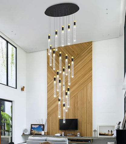 157inch 20-Lights Modern Chandeliers for Living Room LED Dimmbale Light Fixture Entryway High Ceiling Light Pendants Lighting for Dining Room Hallway Staircase with Remote Dimming Chandelier