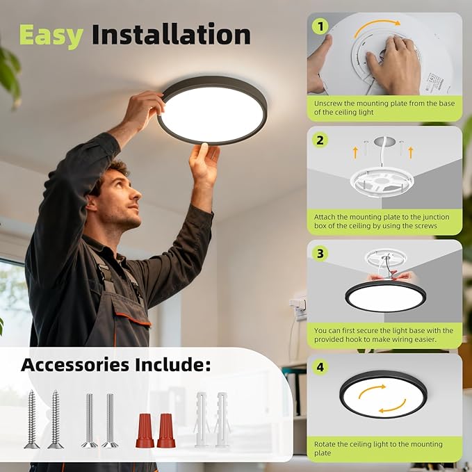 hepside 8PACK Flush Mount LED Ceiling Light Fixture 5CCT 9Inch 18W & 200W Equivalent Closet Light Fixture,Small Round Slim Surface Ceiling Lamp for Hallway,Bathroom,Bedroom,Kitchen,Interior