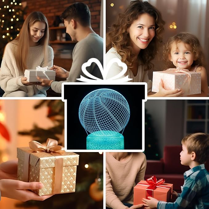 Basketball Night Light Gifts for Kids,3D Illusion16 Color Change Decor Bedside Lamp with Remote and Smart Touch,Gifts for Christmas Birthday Boys Men Girls