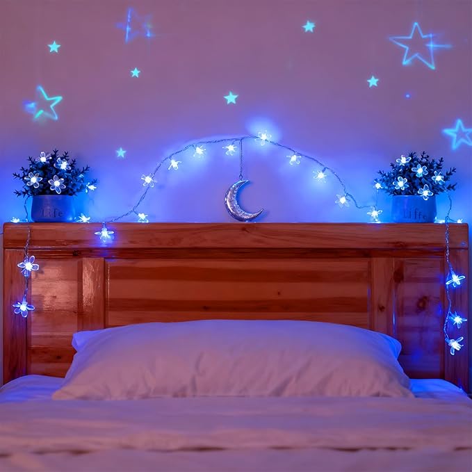 JACUXLSS 100 LED Light Up Flowers String Lights for Bedroom Romantic Decor, Plug in Fairy Cherry Blossom Tree Wall Hanging Indoor DIY Decorations for Christmas Easter Valentines Day Proposal Birthday