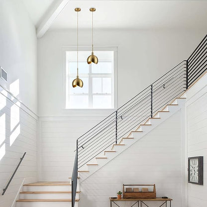 KCO Lighting Modern Gold Pendant Light Fixture Mini Brushed Brass Farmhouse Pendant Lighting Kitchen Island Hallway Foyer Mid Century Vintage Industrial Hanging Ceiling Lamp