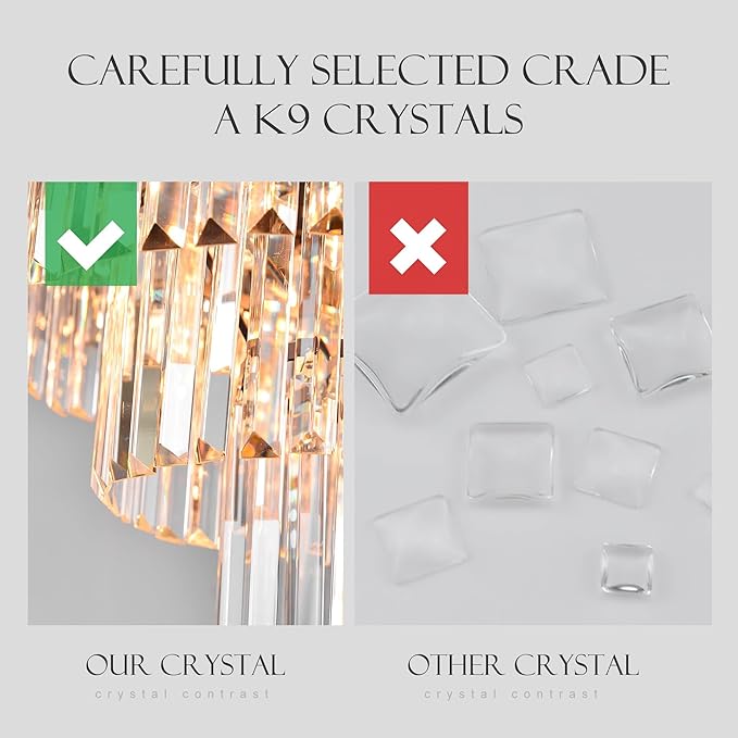8 Lights Modern Contemporary Crystal Chandeliers Lights Pendant Ceiling Chandelier Lighting Fixture 3-Tier for Dining Room Living Room