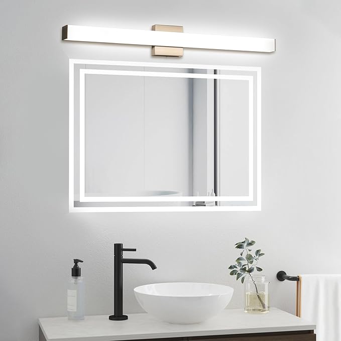 Bathroom Vanity Light Brushed Nickel Square LED 24 inch 14W 4000K Natural White Light Wall Bar Lighting Fixtures Over Mirror (Brushed Nickel, 31.5in 4000K Dimmable)