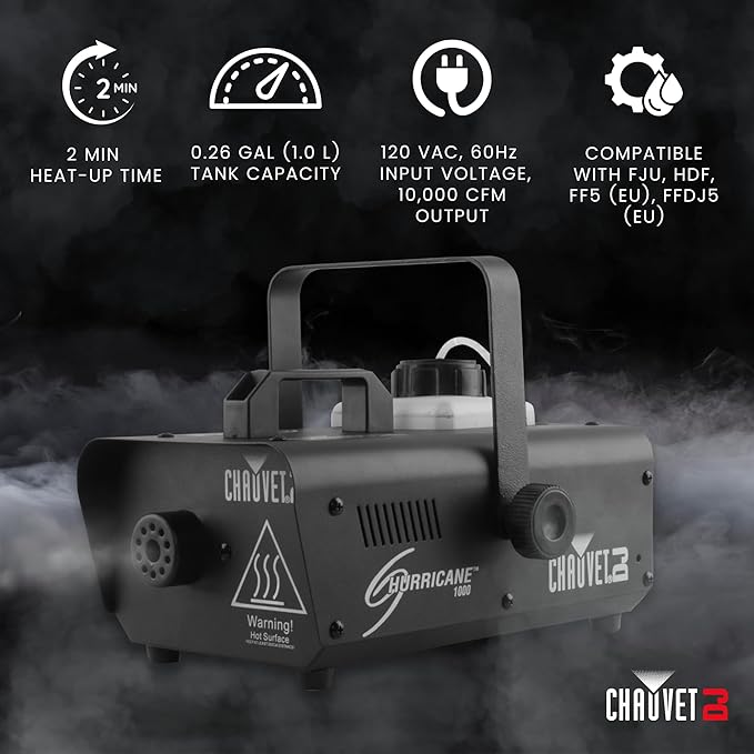 CHAUVET DJ Hurricane 1000 Compact Fog Machine with wireless Remote