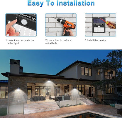 SEZAC Solar Lights Outdoor [10 Pack /3 Working Mode], Solar Security Lights Solar Motion Sensor Lights Wireless IP 65 Waterproof Outdoor Lights for Garden Fence Patio Garage (42LED)
