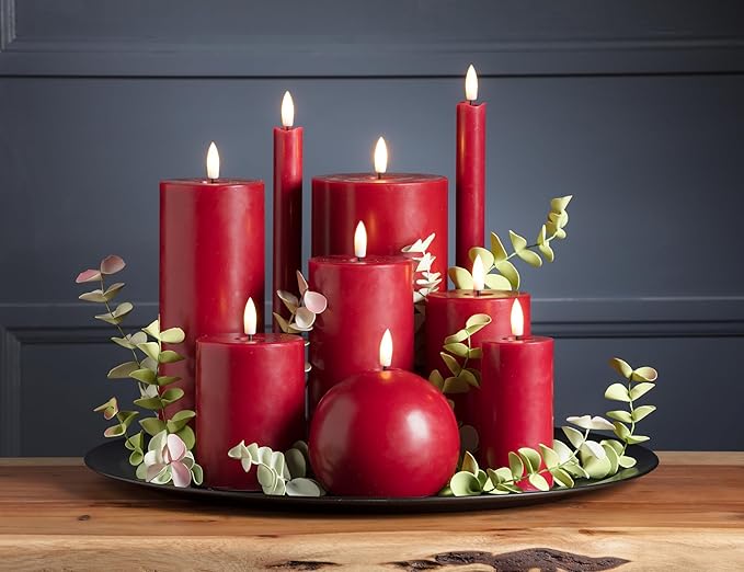 Abbott Collection Wax LED Flameless Taper Candle. Set of 2 - Red (9.5" H)