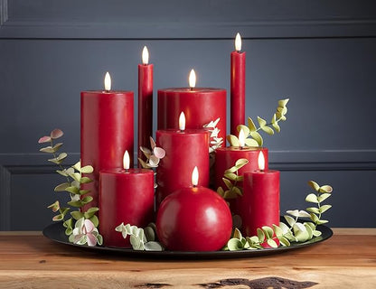 Abbott Collection Wax LED Flameless Pillar Candle - Red (3x4 H)