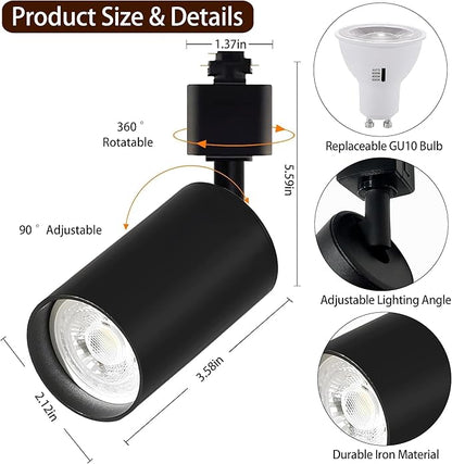 Plug in 3CCT Black Track Lighting Complete Kit with 4 * 3.28FT H Track Light Rails and 120V 12x10W GU10 Track Light Heads Brightness Dimmable Ceiling Spotlight Fixture for Accent Lighting