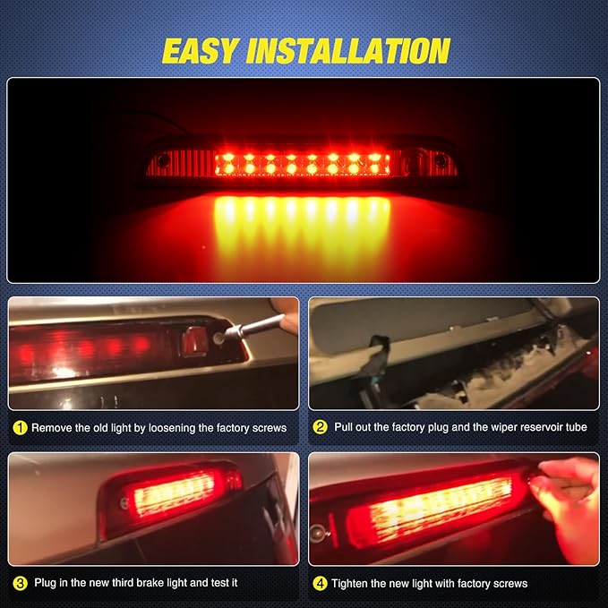 Nilight Third Brake Light Tail High Mount 3rd Stop Lights Red Lens Compatible with Jeep Patriot 2007 2008 2009 2010 2011 2012 2013 2014 2015 2016 2017 Van SUV Rear Center Cab Lamp