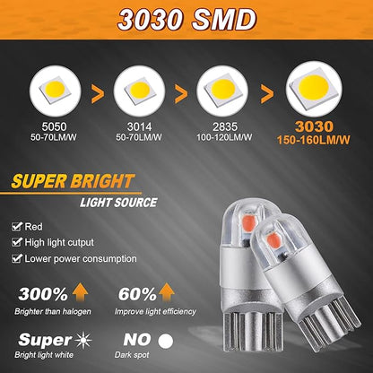 Auxbeam T10 194 LED Bulbs Red, Super Bright Non-Polarity W5W 168 2825 Car Interior Lights, Replacement Bulb for Dashboard Lights, License Plate lights, Dome Map Light,Brake Light 2 PCS