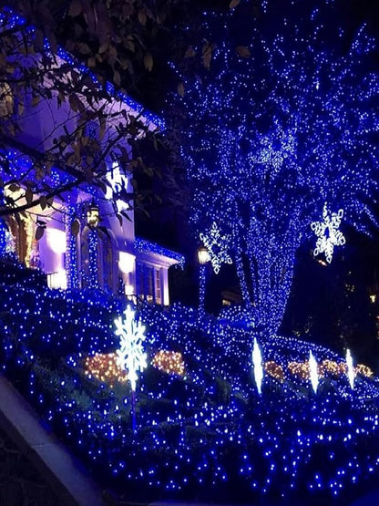 Solar Christmas Lights Outdoor Decorations Waterproof, Tatal 4 Pack 400LED 132FT Blue Solar String Lights Green Wire with 8 Modes, Christmas Fairy Light for Xmas Tree Party Wedding Yard Garden Decor