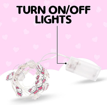 Silver Buffalo Sanrio Hello Kitty Strawberry Dress 20ct Decorative String Lights, 7 Feet Long, Battery Powered (2 AA Batteries Included), Cool White LED, Indoor Use Only