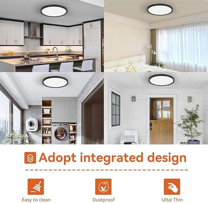 TALOYA 10 Inch Black LED Ceiling Light Fixture Flush Mount, 5-in-1 CCT Selectable (3000K/3500K/4000K/5000K/6500K), 2000LM 0.94inch Thickness Low Profile Surface Mounted Light Fixture for Hallway
