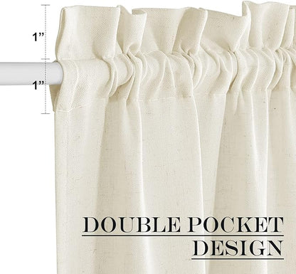 NICETOWN Natural Linen Blended Door Curtain - Farmhouse French Curtain Light Filgtering Tricia Short Window Covering for Patio Sidelight Door Blind Tie Up Shade, W26 x L50 in, 1 Pc, Off White