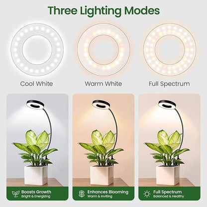 LORDEM Grow Lights for Indoor Plants, 2 in 1 Full Spectrum Plant Light with 360° Gooseneck, 48 LEDs, Auto Timer 6/8/12/16H, 3 Lighting Modes,5 Brightness Levels for Small Plants, 2Pack Black