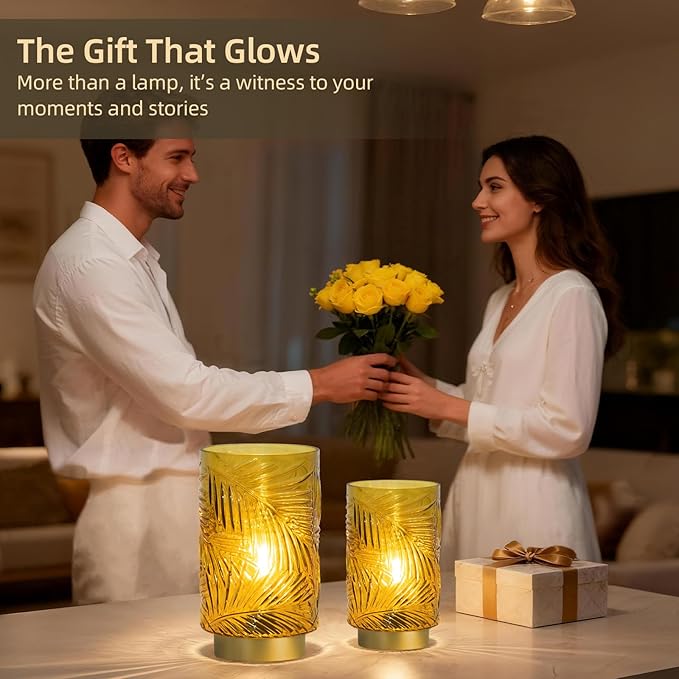 Battery Operated Table Lamp, Cordless Lamps for Home Decor, Battery Powered Nightlight with LED Bulb with Timer, Decorative Lights for Living Room Bedroom Tabletop Entryway Centerpiece Gift (L Yellow)