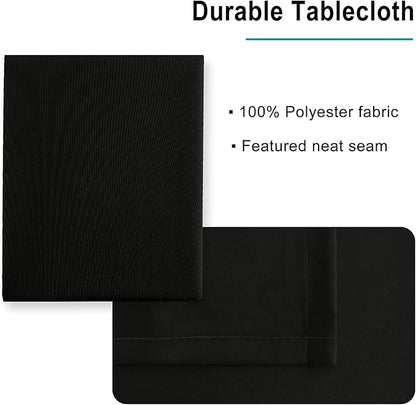 Hiasan Black Rectangle Tablecloth - 70 x 90 Inch - Waterproof & Wrinkle Resistant Washable Fabric Table Cloth for Dining, Party and Outdoor use