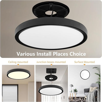 4PK 12 Inch LED Flush Mount Ceiling Light, 24W, 2520LM, 3000K/4000K/6000K CCT Selectable Super Slim LED Ceiling Light, Close to Ceiling Round Flat Panel Light for Hallway, Bedroom,Kitchen ect