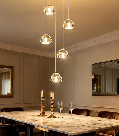 HAIXIANG Modern LED Chandeliers for Dining Room Kitchen Pendant Lights Lighting for Island Dimmable Fixtures Bubble Crystal Floating Chandelier LED Lights Brushed Nickel