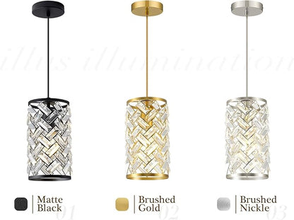 2 Pack Black Crystal Pendant Lights Kitchen Island, Modern Mini Chandelier, Adjustable Hanging Ceiling Light Fixture for Kitchen Dining Room Bedroom Foyer Bar, L6.1 x H11.8