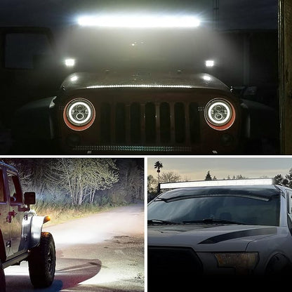 Nilight 50 Inch LED Light Bar Curved Triple Row Spot Flood Combo Work Lights 384 LED Chips High Power Driving Lighting Off Road Lights for Trucks SUV UTV ATV Truck 4x4 Boat