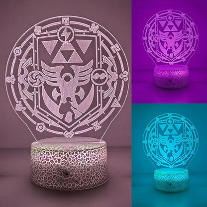 3D Illusion Night Light - Fantasy Kingdom Winged Crest LED Desk Lamp with Remote, 16 Colors, Gaming Accessories, Bedroom Decor, Birthday Gift for Boys Teens Kids