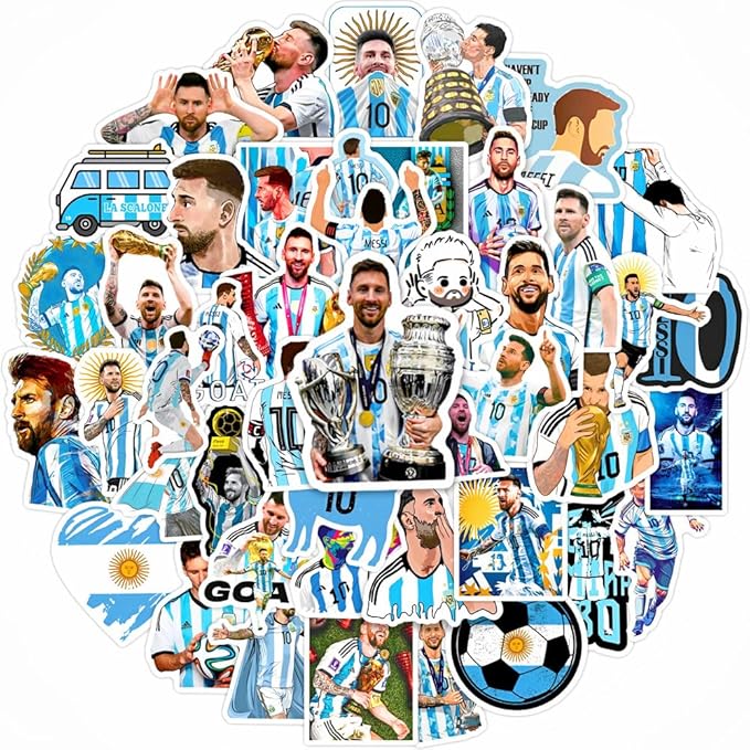 50PCS Soccer Player Messi Sticker for Fans, Vinyl Waterproof Laptop Water Bottle Stickers for Aldults Boys Girls Teens Cool Soccer Sport