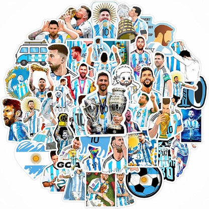 50PCS Soccer Player Messi Sticker for Fans, Vinyl Waterproof Laptop Water Bottle Stickers for Aldults Boys Girls Teens Cool Soccer Sport