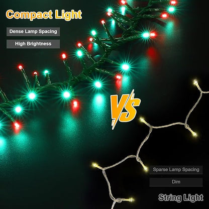 LAMPHOME 500 LED Red & Green String Lights, 46ft 16 Modes Plug in Christmas Lights, Waterproof Connectable Color Changing Cluster Lights for Indoor Outdoor Party Holiday Decor