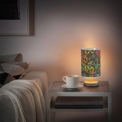 Bedside Table Lamp Video Game Nightstand Lamp with Wood Gaming Gamer Colorful Desk Lamps for Bedroom Living Room Nursery Office Home Decor
