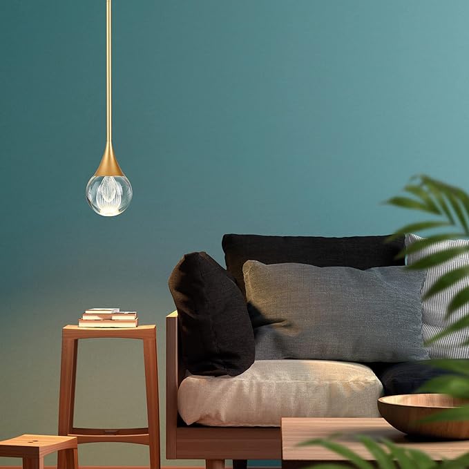 3-Pendant Lights Kitchen Island, Brass Gold Globe Crystal Ceiling Hanging Light Fxitures, LED Light Fixtures Metal Rod Ceiling Glass Pendant Lighting for Kitchen Island Dining Room Bar