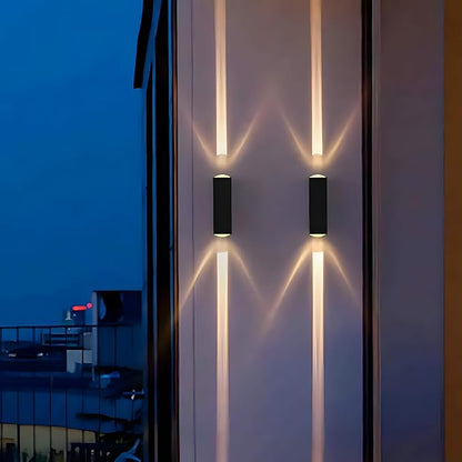 Bofea-Outdoor Waterproof Wall Sconce Black Aluminum Construction with Dual Up/Down LED Lights Outside Wall Lights Ideal for Patio, Garden, and Porch Lighting(One Main Beam Up and Down)
