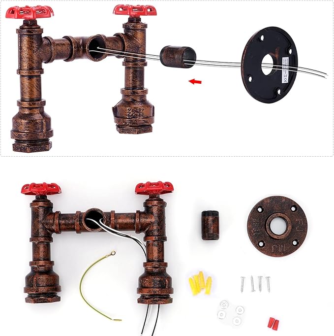 Kawell Vintage Wall Light Fixtures Industrial Retro Wall Sconce Light Creative Water Pipe Wall Lamp Iron Art E26 60W Max for Bedroom Kitchen Restaurant Loft Cafe Bar Hallway