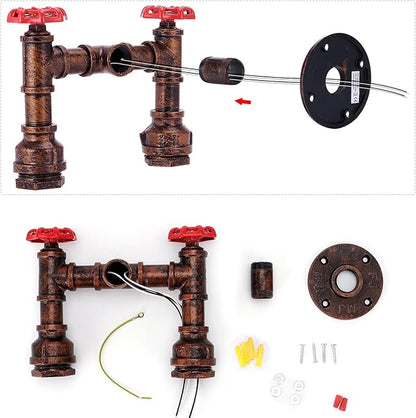 Kawell Vintage Wall Light Fixtures Industrial Retro Wall Sconce Light Creative Water Pipe Wall Lamp Iron Art E26 60W Max for Bedroom Kitchen Restaurant Loft Cafe Bar Hallway