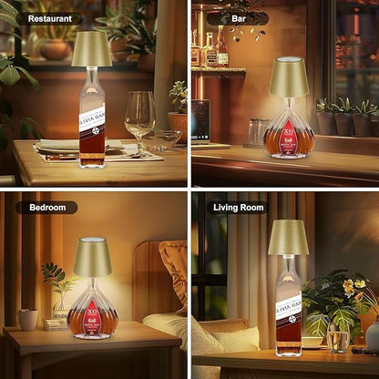 2026 New Wireless Bottle Lamp,LED Bottle Lights for Liquor & Wine Bottles,Bottle Light with Dimmable(Gold,2pcs)