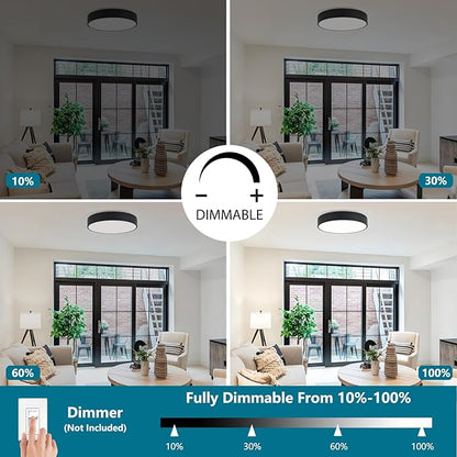 Modern Flush Mount Ceiling Light, 3-Lights Round Black Ceiling Light Fixtures, Minimalistic Ceiling Lamp Acrylic Shade Lighting Fixture for Bedroom Laundry Room Living Room Hallway(15.8")