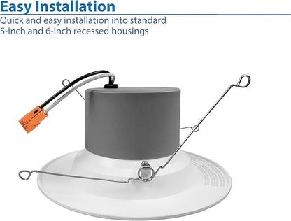 NICOR Lighting 5/6 inch 800 Lumen LED Recessed Downlight Retrofit Light Fixture in White, 4000K (DCR561081204KWH)