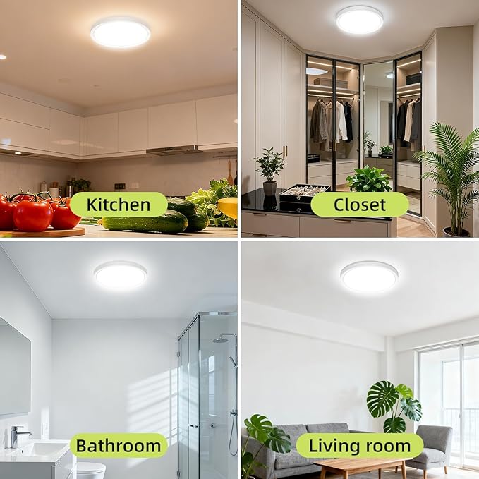 hepside 4PACK Flush Mount LED Ceiling Light Fixture 5CCT 9Inch 18W & 200W Equivalent Closet Light Fixture,Small Round Slim Surface Ceiling Lamp for Hallway,Bathroom,Bedroom,Kitchen,Interior