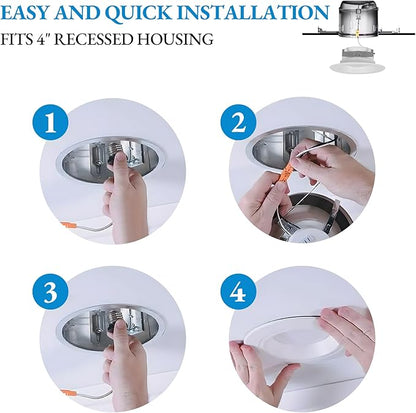 KSANA Recessed Lighting 4 Inch, 5CCT White LED Can Lights for Ceiling, 5 Colors Selectable-2700K/3000K/3500K/4000K/5000K, 10W Eqv 60W, Dimmable Retrofit Downlight with Baffle Trim