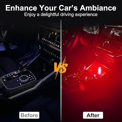 LYCARESUN 2 PCS Car USB Night Light Bulb, Touch Dimmable Car Interior Ambient Lights, Portable Mini USB Retro Glass Bottle Lamp Decorations for Vehicle, Bedroom, Hallway, Camping (Red)