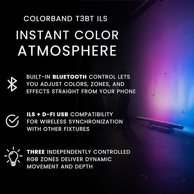 CHAUVET DJ – COLORband T3BT ILS Linear Wash Light | Full-Size RGB Wash with Bluetooth Control, ILS Instant Light Shows, D-Fi USB Wireless DMX, Three-Zone Effects, Stage and Event Lighting